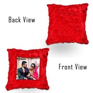 Red Fur Square Cushion