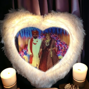 Customized LED Heart Fur Cushion