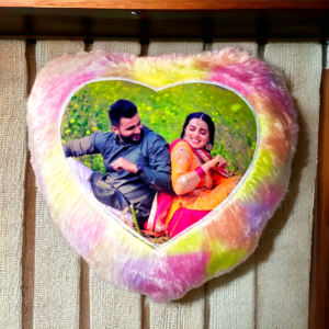 Customized Multi Colour Heart Fur Cushion