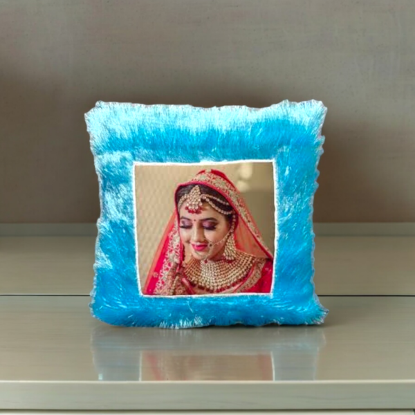 Blue Fur Square Cushion