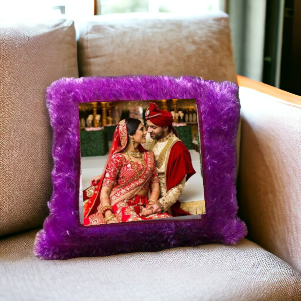 Purple Fur Square Cushion