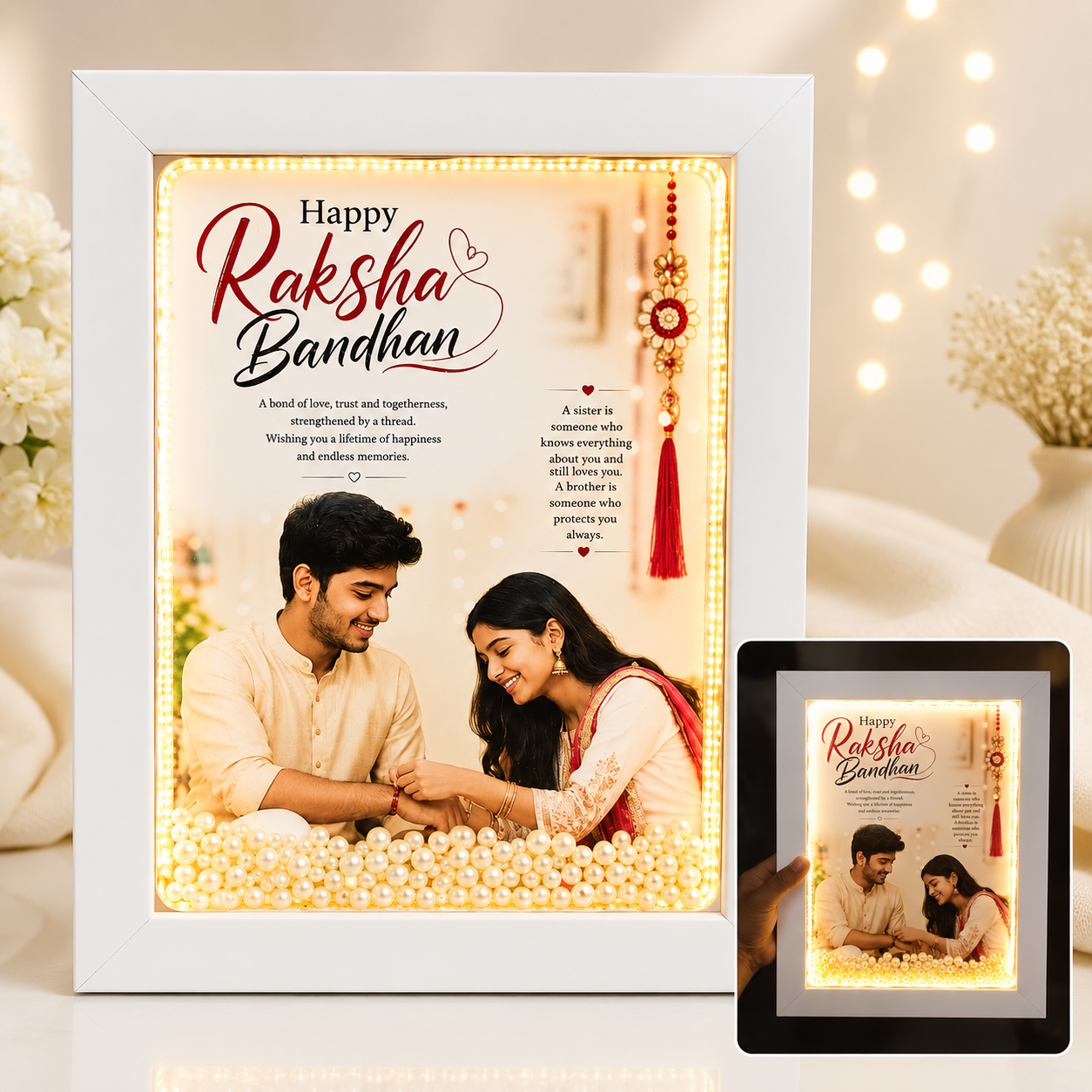 Rakshabandhan Special LED Pearl Frame 2 LED Pearl Frame Rakshabandhan Special - Image 1